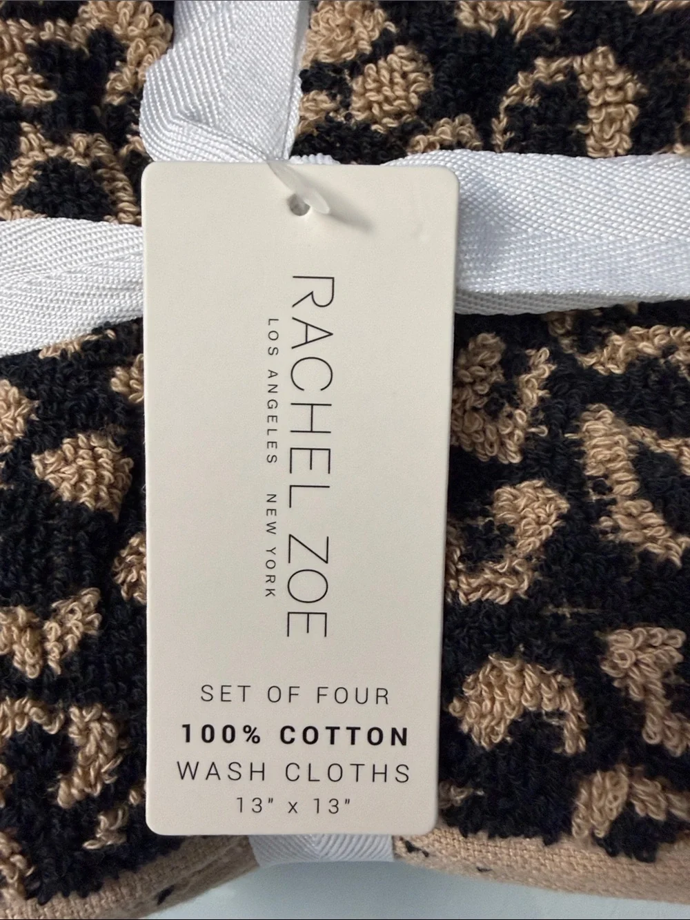 NWT Rachel Zoe Cheetah Print Wash Cloth Set